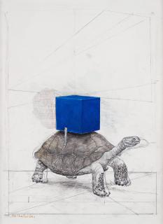 PG Thelander - Tortoise with blue cube