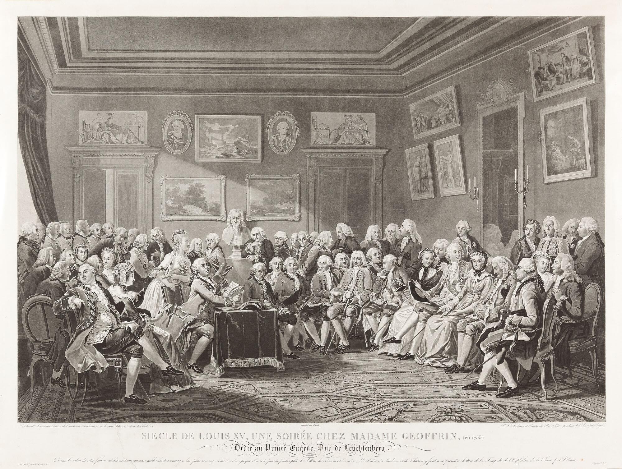 Philibert Louis Debucourt - Siècle de Louis XV, une Soirée chez Madame Geoffrin, (en 1755).