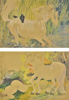 Philip Andreevich Maliavin - Four Works Depicting Centaurs And Ploughing The Field