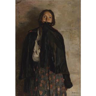 Philip Andreevich Maliavin - Russian Peasant, Covering Her Mouth With A Shawl