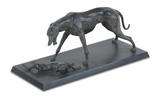 Philip Blacker - Greyhound and Hare 46cm (18 1/8in) long