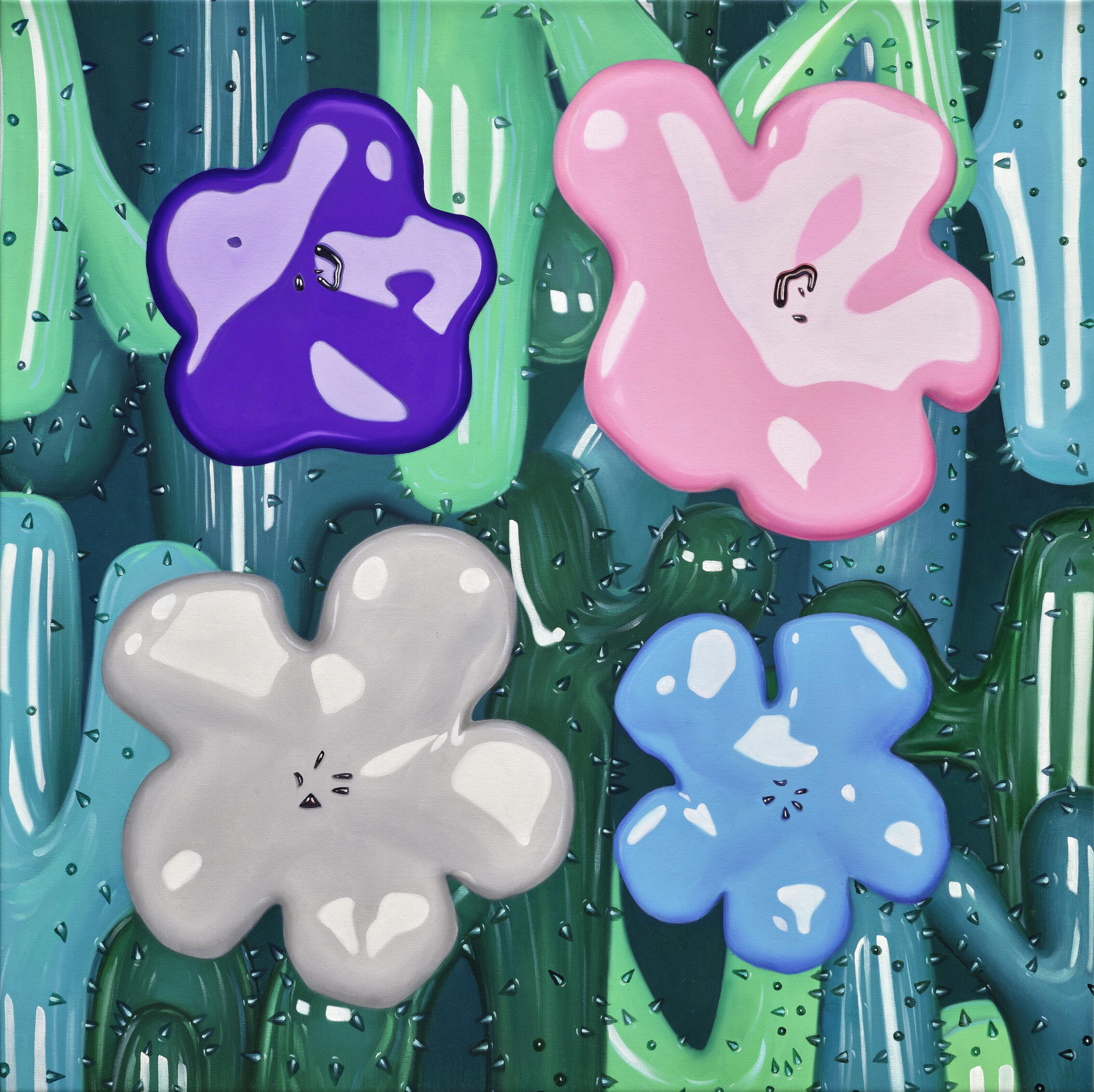 Philip Colbert - Flower Study from The Lobster Land Museum (Purple, Pink, White, Sky Blue)