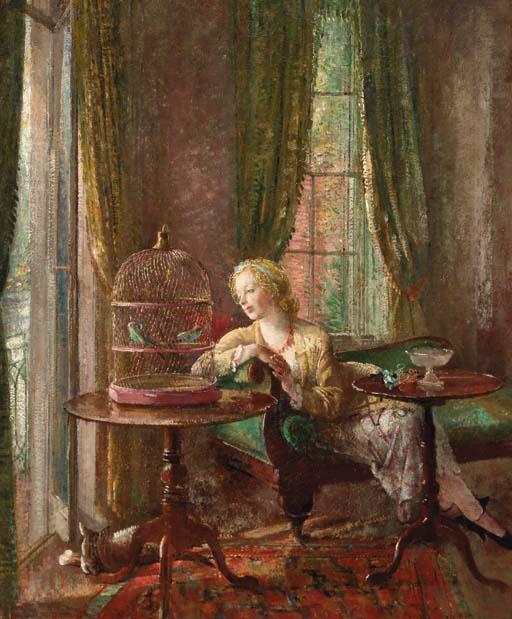 Philip Connard, R.A. - Georgina and the Budgerigars