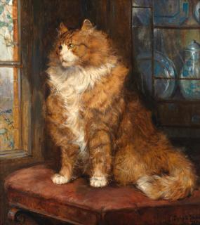 Philip Eustace Stretton - Study of a ginger cat