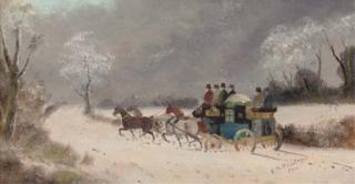 Philip H. Rideout - A coach and four in the snow