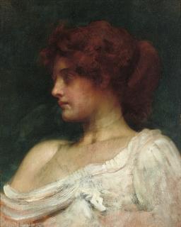 Philip Hermogenes Calderon, R.A. - Study of a redheaded woman
