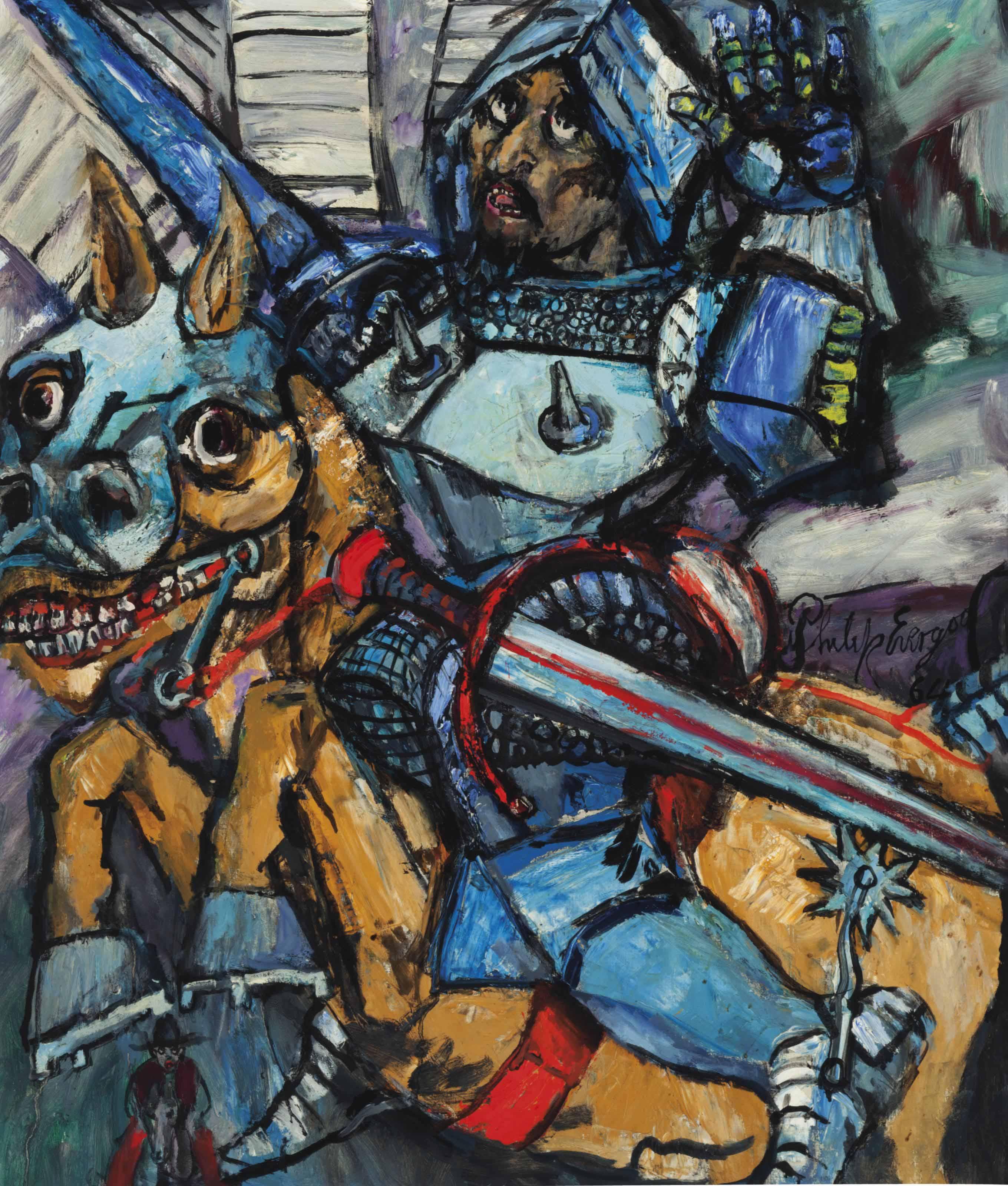 Philip Howard Evergood - Don Quixote and the Windmill