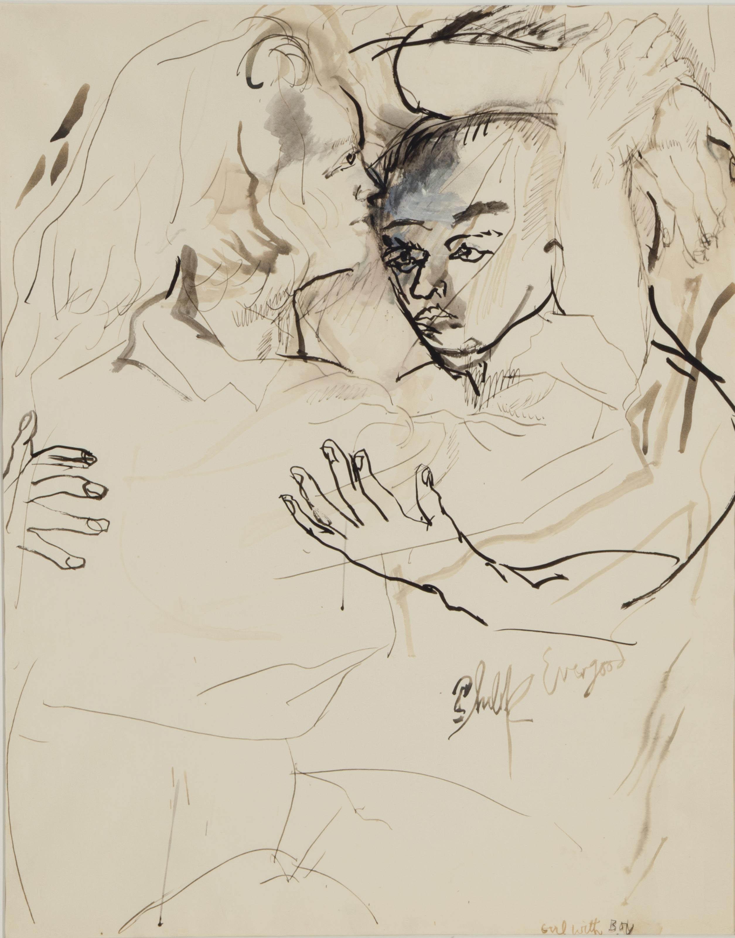 Philip Howard Evergood - Girl with Boy