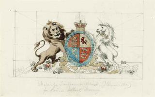 Philip John Ouless - Sketch for a transparent blind (or illumination) for Prince Albert\'s marriage