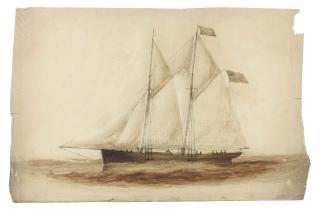 Philip John Ouless - Study of the topsail schooner Telegraph