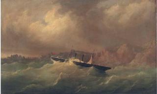 Philip John Ouless - The Channel Islands Paddle Steamer Dispatch In A Perilous Situation Off La Moye Signal Station, 17Th October 1851