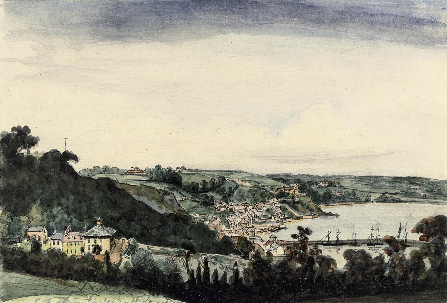 Philip John Ouless - The Hocquard\'s residence, St Brelade, overlooking St Aubin\'s Harbour