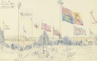 Philip John Ouless - The laying of the foundation-stone of Victoria College, Jersey, 24th May 1850 (illustrated); and Victoria College and grounds