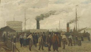 Philip Lodewijck Jacob Frederik Sadée - The ferry from Zaandam arriving in Amsterdam