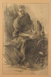 Philip Lodewijk Jacob Frederik Sadée - At the spinning wheel