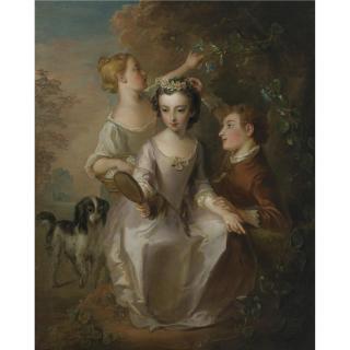 Philip Mercier - Portrait Of Three Children In A Landscape