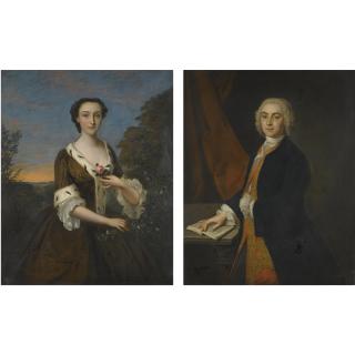Philip Mercier - Portraits Of A Gentleman And A Lady Said To Be General Sir Andrew Pilkington (1776-1833); And His Wife Maria Gibbs, Three-Quarter Length