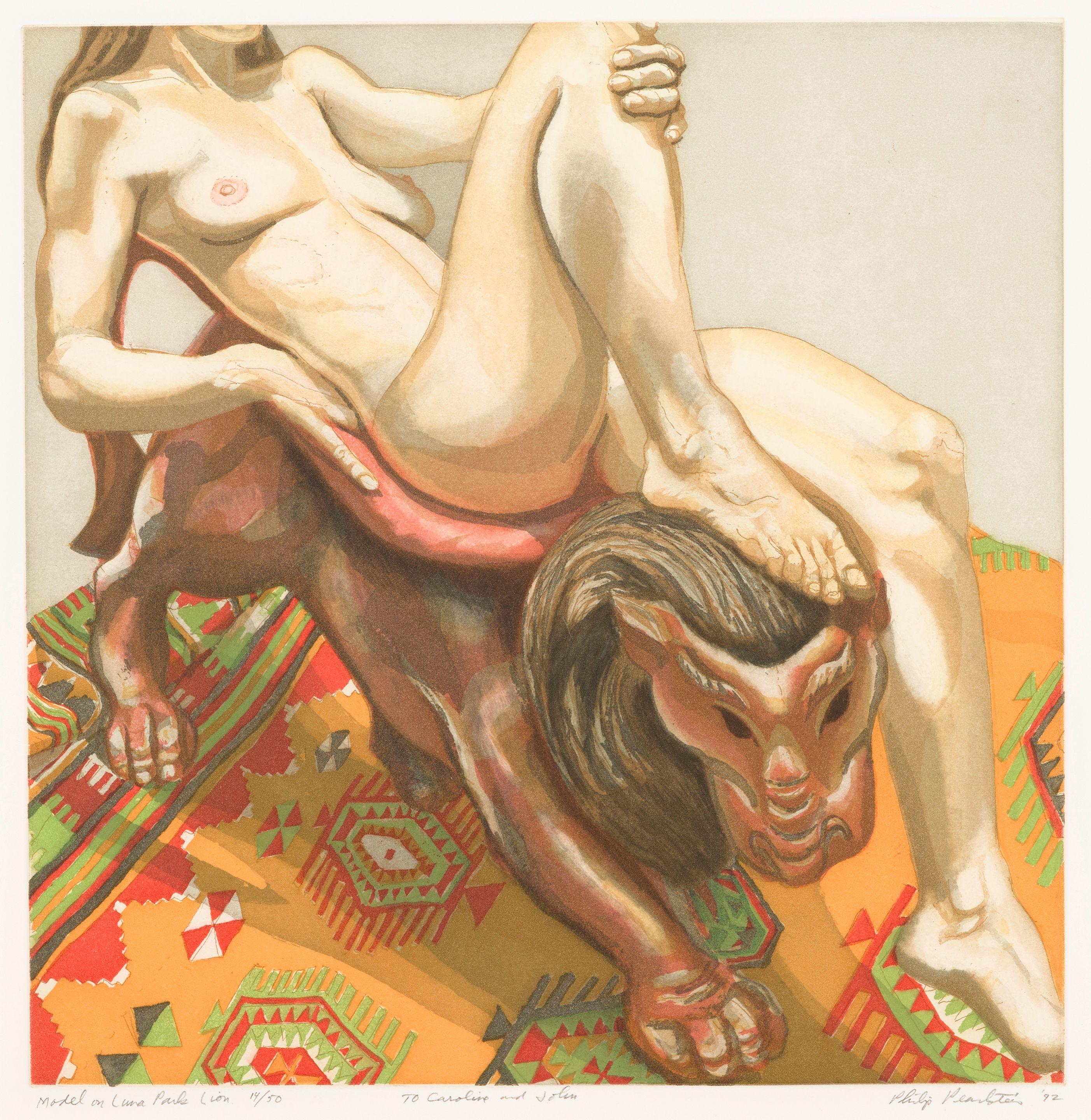 Philip Pearlstein - Model On Luna Park Lion