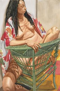 Philip Pearlstein - Model With Dreadlocks On Green Wicker Chair