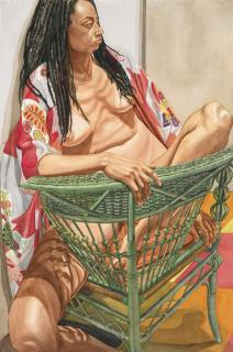 Philip Pearlstein - Model With Dreadlocks On Green Wicker Chair