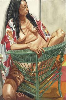 Philip Pearlstein - Model with Dreadlocks on Green Wicker Chair