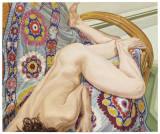 Philip Pearlstein - Model with Flowered Coverlet
