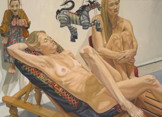 Philip Pearlstein - Two Models with Burmese Marionettes