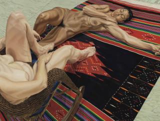 Philip Pearlstein - Two Models with Mexican Rug
