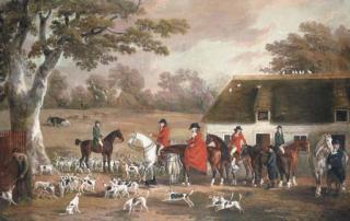 Philip Reinagle, R.A. - Meet in Dorsetshire with hunting portraits of Mr. and Mrs. Francis Fane and other members of the hunt