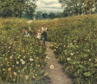 Philip Richard Morris, A.R.A. - Gathering wild flowers