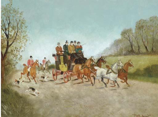 Philip Rideout - Huntsmen Passing A Coach On A Road; And A Companion Painting