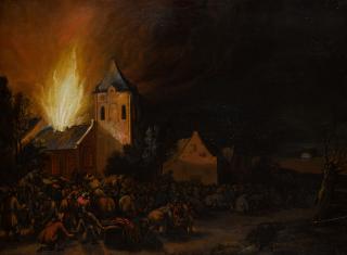 Philip Van Leeuwen - Nocturnal Landscape With The Plundering Of A Village