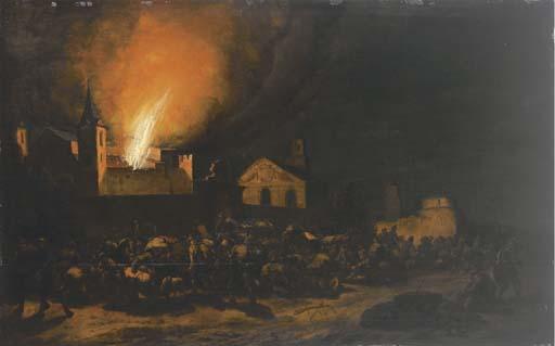 Philip van Leeuwen - Notturna Con Borgo Incendiato