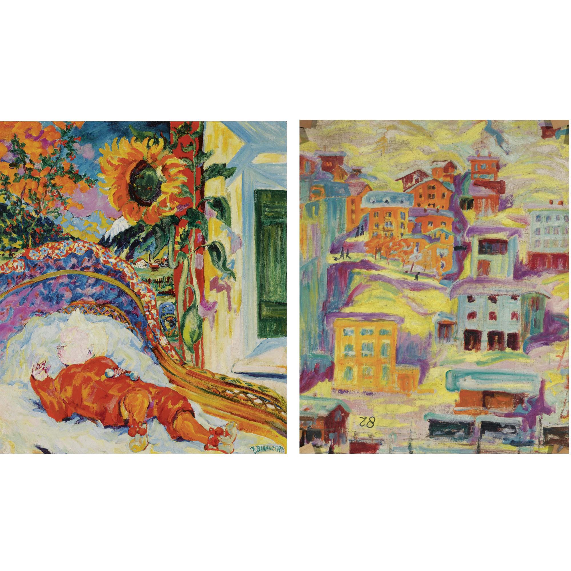 Philipp Bauknecht - Germankind In Der Wiege; Verso: Bergdorf (Possibly Davos)