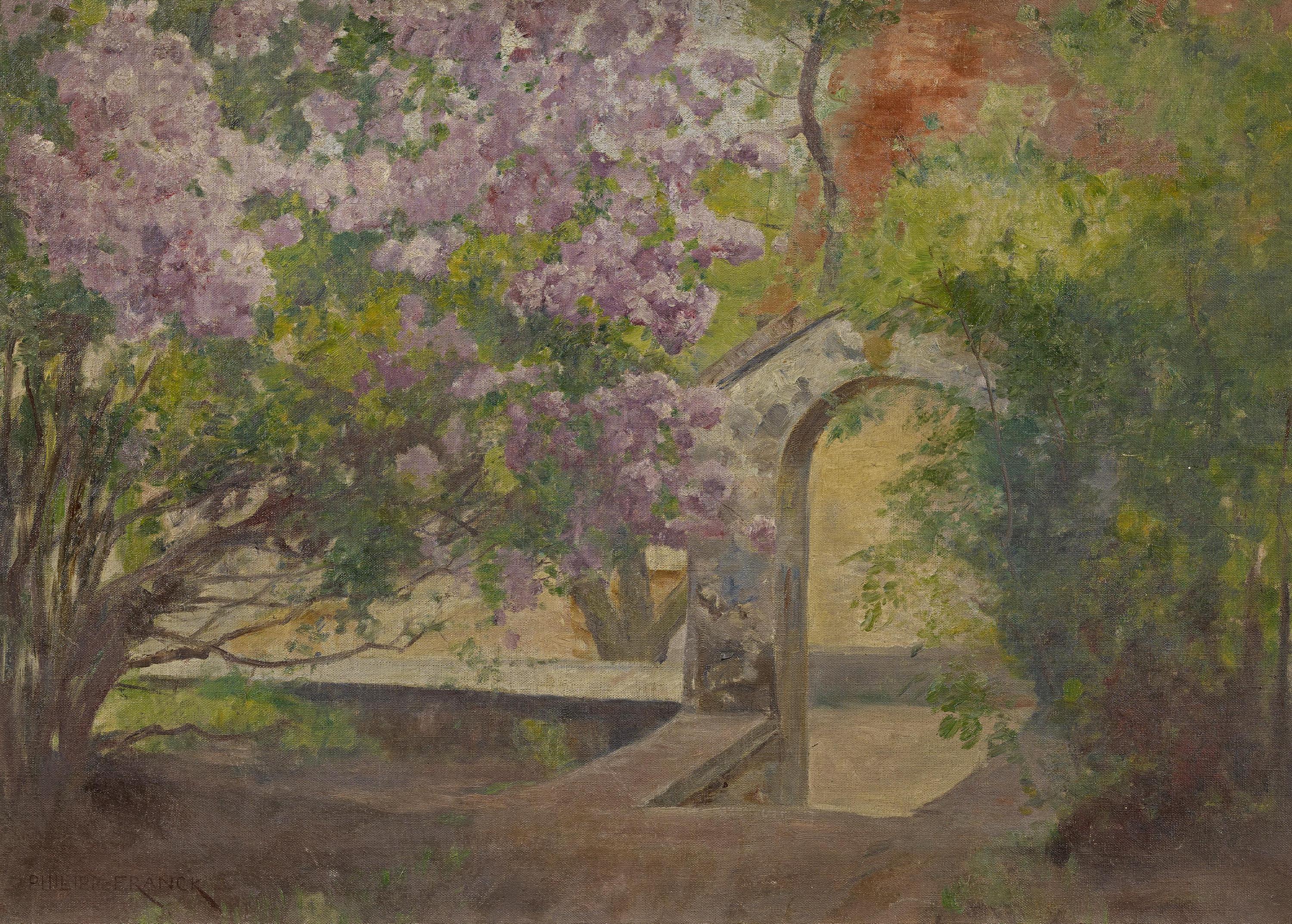 Philipp Franck - Parklandschaft mit blühendem Flieder.