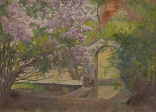 Philipp Franck - Parklandschaft mit blühendem Flieder.