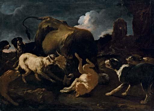 Philipp Peter Roos - Toro con cani