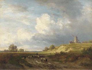 Philipp Röth - A shepherd and flock in a dune landscape