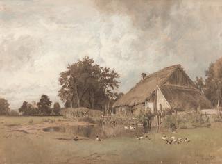 Philipp Röth - Gehöft mit Ententeich im Ampertal.