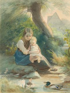 Philipp Rumpf - Junge Mutter mit Kind am Entenweiher.