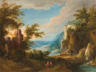 Philippe de Momper - Wanderer in weiter Gebirgslandschaft