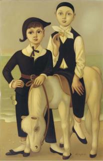 Philippe Henri Noyer - Two children with a Pony
