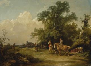 Philippe Jacques De Loutherbourg, R.A. - A Landscape With Herdsmen, Animals, And A Traveler On A Horse The Foreground