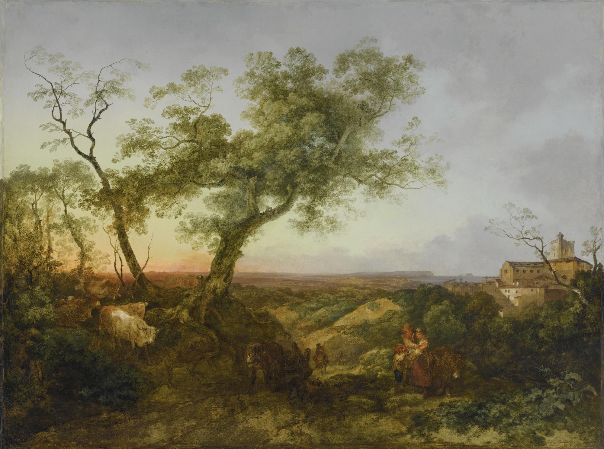 Philippe Jacques De Loutherbourg, R.A. - A Mountainous Summer Landscape, A Cart And Figures In The Foreground 