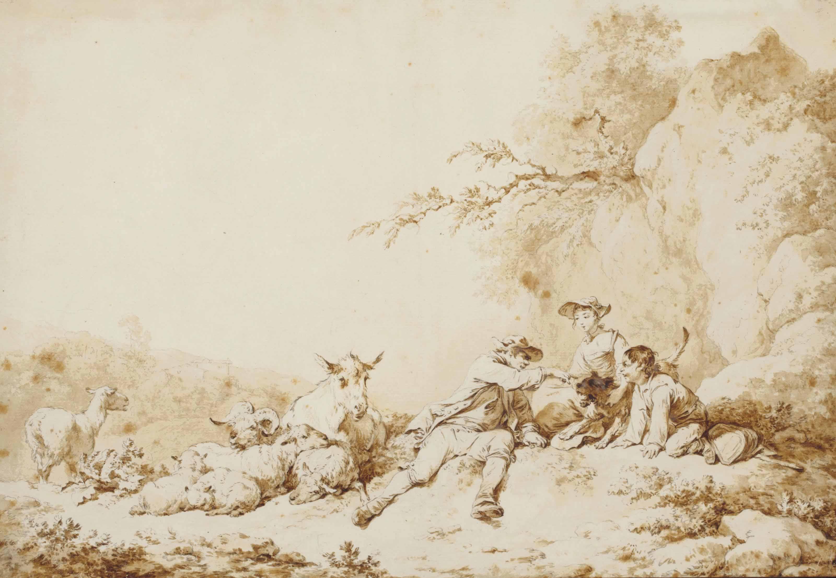 Philippe-Jacques De Loutherbourg - Bergers Et Bergères Auprès D\'Un Troupeau