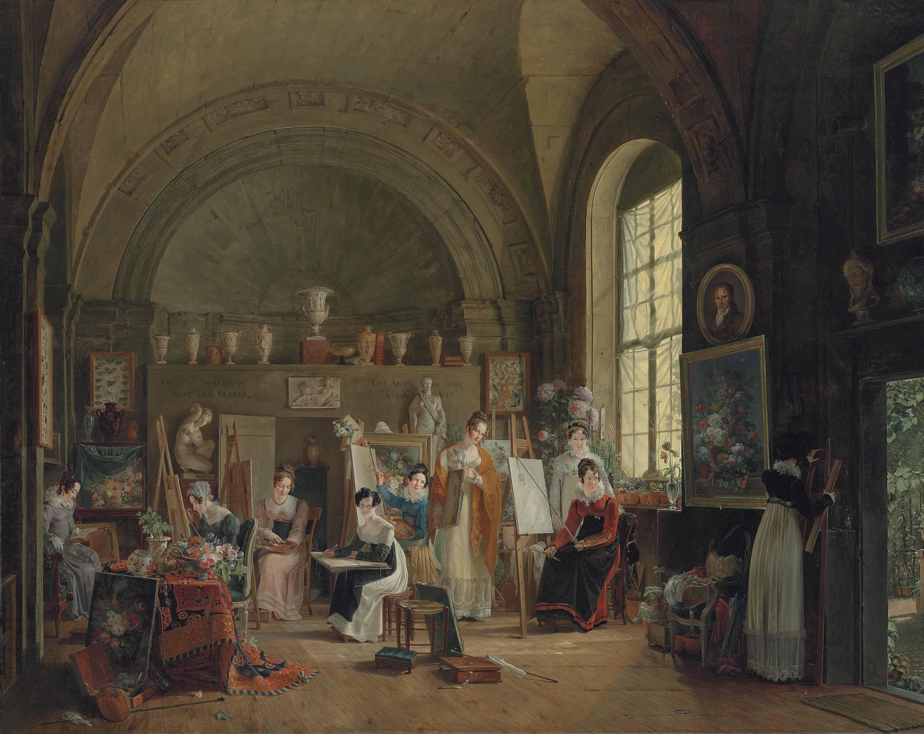 Philippe-Jacques Van Bree - The visit of the Empress Marie Louise to the studio of Jan Frans van Dael at the Sorbonne, Paris