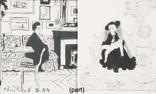 Philippe Jullian - Ensemble de Cinq Dessins, 1941-1955