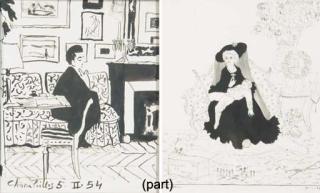 Philippe Jullian - Ensemble de Cinq Dessins, 1941-1955