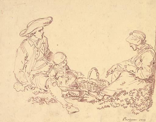 Philippe-Louis Parizeau - A peasant couple with a child