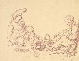 Philippe-Louis Parizeau - A peasant couple with a child